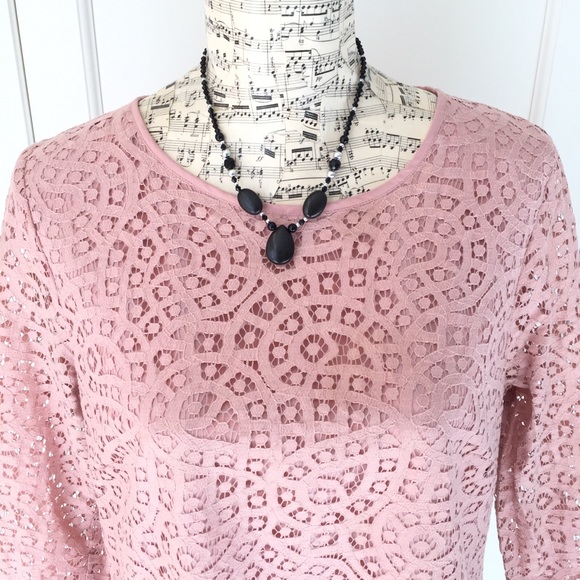 J. CREW Blush Pink Scalloped Cutout Lace Top - Picture 3 of 8